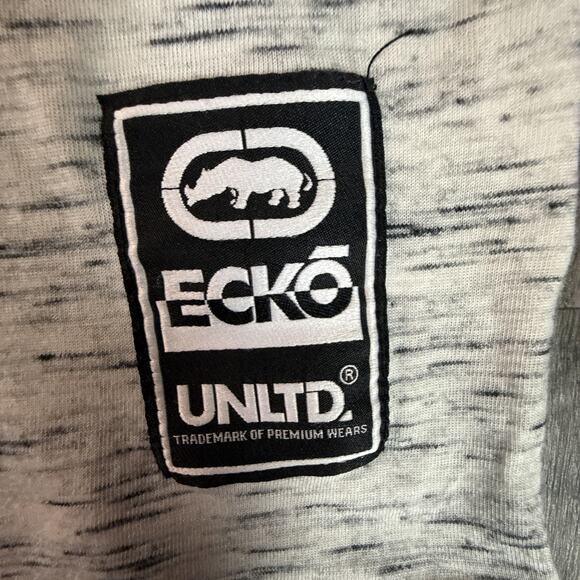 ECKO UNLTD Heather Gray Short Sleeve V-Neck Graphic Tee Streetwear Rhino Logo - Picture 4 of 6